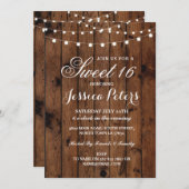 素朴な菓子16のパーティー花の木製ライト招待 招待状 (正面/裏面)