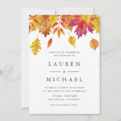 素朴な落ち葉のガーランド　オータムウェディング 招待状 (正面)