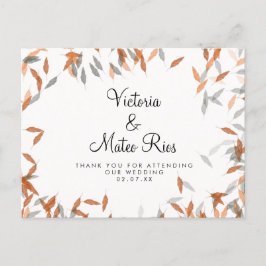 素朴な落ち葉のパンパス フローティング サンクス ポストカード