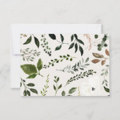 素朴な葉っぱと花、鹿の角のスクリプトがおしゃれな結婚式 セーブザデート (裏面)