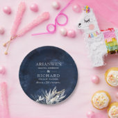 素朴な葉のギフトラベルと暗いヴィンテージリース ペーパープレート (パーティー)