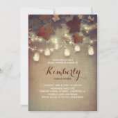 素朴な葉のメーソンジャーライト秋のブライダルシャワー 招待状 (正面)