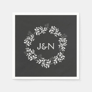 素朴な葉のリース 現代のカスタマイズされたウェディング スタンダードカクテルナプキン