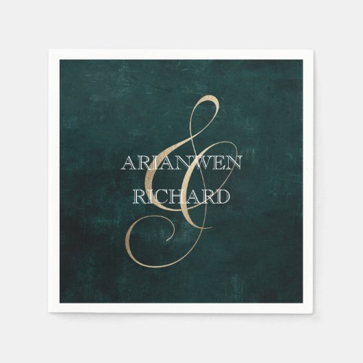 素朴な葉を持つ暗いヴィンテージリース招待状 スタンダードカクテルナプキン (正面)