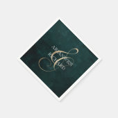 素朴な葉を持つ暗いヴィンテージリース招待状 スタンダードカクテルナプキン (角)