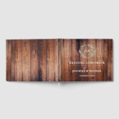 素朴な葉バンドウッドの水の色結婚の ゲストブック (全面)