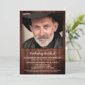 素朴な葬儀追悼写真　人生のお祝い 招待状 (スタンド正面)