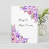 素朴な薄紫の紫色によってはブライダルシャワーが開花します 招待状 (スタンド正面)