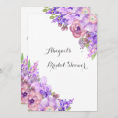 素朴な薄紫の紫色によってはブライダルシャワーが開花します 招待状 (正面/裏面)