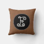 素朴な薄茶及び焦茶の波状パターン クッション (裏面)