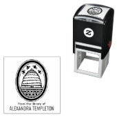 素朴な蜂の巣と飛ぶ蜂 #3 図書館の本の名前 セルフインキングスタンプ (インサイチュ)