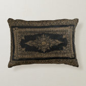 素朴な表紙のクッションのばら色の金ゴールドのグランジな黒 アクセントクッション (正面)