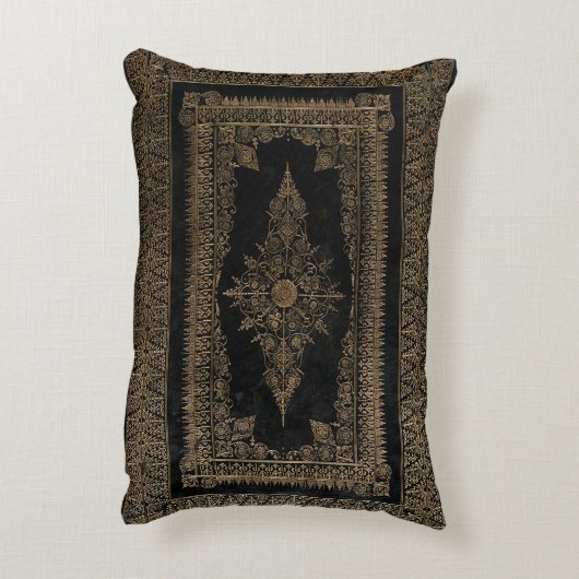 素朴な表紙のクッションのばら色の金ゴールドのグランジな黒 アクセントクッション (裏面(縦))
