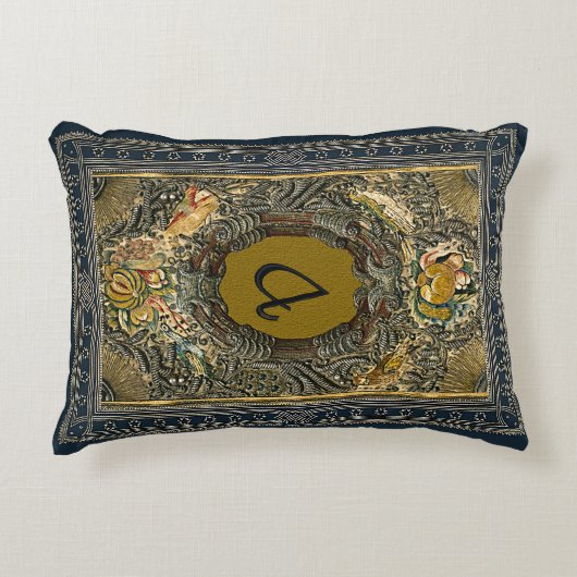 素朴な表紙のクッションはモノグラムを刺繍しました アクセントクッション (正面)