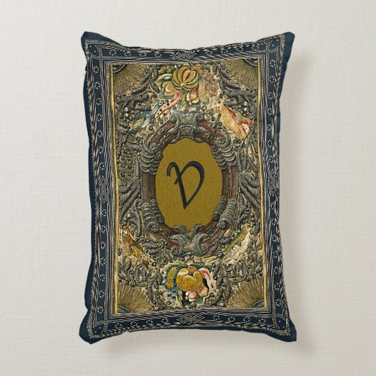 素朴な表紙のクッションはモノグラムを刺繍しました アクセントクッション (正面(垂直))