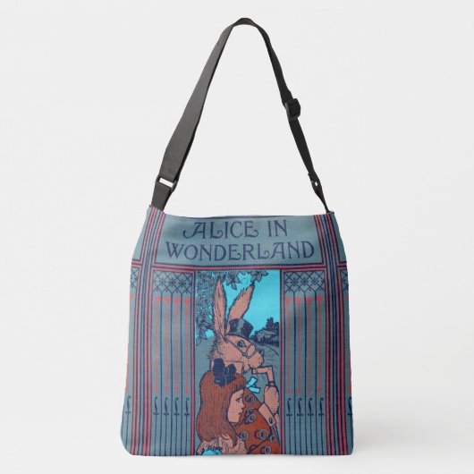 素朴な表紙はアリスおよびウサギを袋に入れます クロスボディバッグ (裏面)