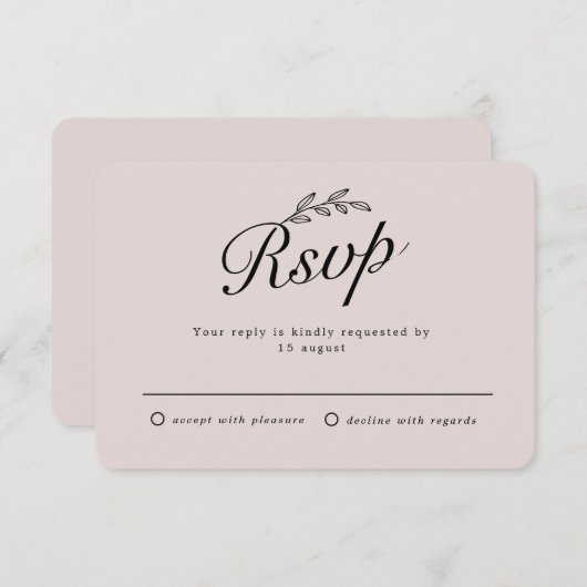 素朴な裏庭の植物の葉の手書きスクリプトの出欠確認カード 招待状 (正面/裏面)