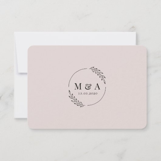 素朴な裏庭の植物の葉の手書きスクリプトの出欠確認カード 招待状 (裏面)