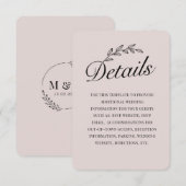 素朴な裏庭の植物の葉の手書きスクリプトの出欠確認 招待状 (正面/裏面)