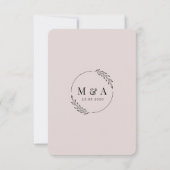 素朴な裏庭の植物の葉の手書きスクリプトの出欠確認 招待状 (裏面)