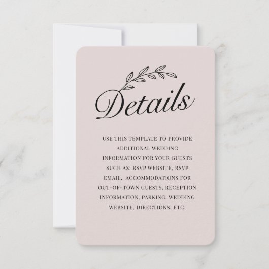 素朴な裏庭の植物の葉の手書きスクリプトの出欠確認 招待状 (正面)