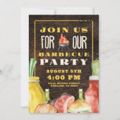 素朴な裏庭のBBQサマー パーティー 招待状 (正面)