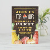 素朴な裏庭のBBQサマー パーティー 招待状 (スタンド正面)