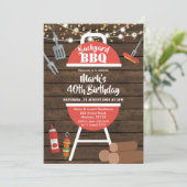 素朴な裏庭BBQの誕生日の招待状 招待状 (スタンド正面)