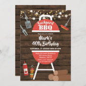素朴な裏庭BBQの誕生日の招待状 招待状 (正面/裏面)
