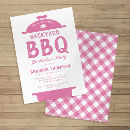 素朴な裏庭BBQ 卒業パーティー 招待状