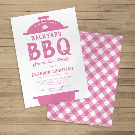 素朴な裏庭BBQ 卒業パーティー 招待状