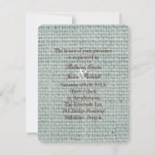 素朴な西洋風のカントリー調のベージュのレースと麻の結婚式 招待状 (裏面)