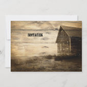 素朴な西洋風の古い納屋の農家のようなログハウス 招待状 (正面)