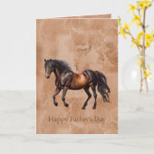 素朴な西洋風の茶色の馬 カード (黄色い花)