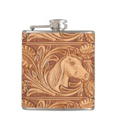 素朴な西部のカントリーレザー馬術馬 フラスク (正面)