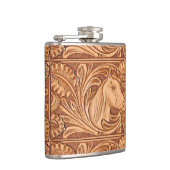 素朴な西部のカントリーレザー馬術馬 フラスク (右)