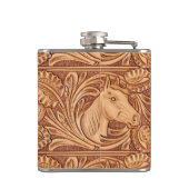 素朴な西部のカントリーレザー馬術馬 フラスク (裏面)