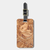 素朴な西部のカントリーレザー馬術馬 ラゲッジタグ (正面縦)