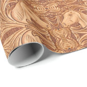 素朴な西部のカントリーレザー馬術馬 ラッピングペーパー (ロールコーナー)