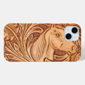 素朴な西部のカントリーレザー馬術馬 Case-Mate iPhoneケース (裏面 (横))
