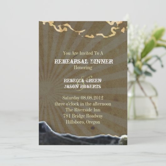 素朴な西部のサボテンの結婚式のリハーサルの夕食 招待状 (スタンド正面)