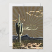 素朴な西部のサボテンの結婚式のリハーサルの夕食 招待状 (裏面)