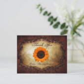 素朴な西部の国のひまわり結婚のお感謝してい前 ポストカード (スタンド正面)