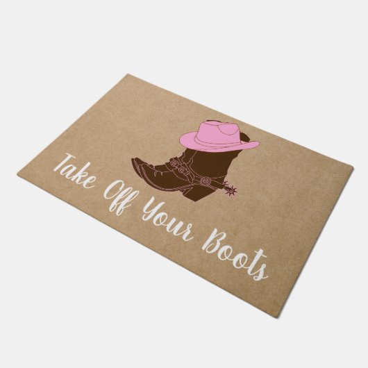 素朴な西部の女性のカーボーイのブーツはあなたのブーツをはずします ドアマット (アングル)
