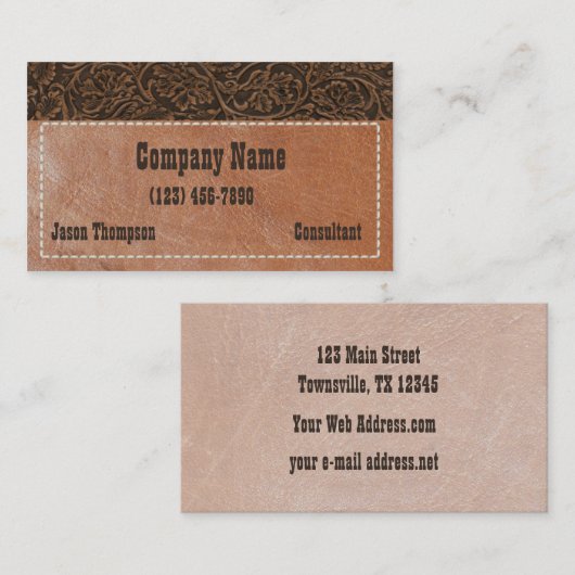 素朴な西部の用具を使われた革 名刺 (正面/裏面)