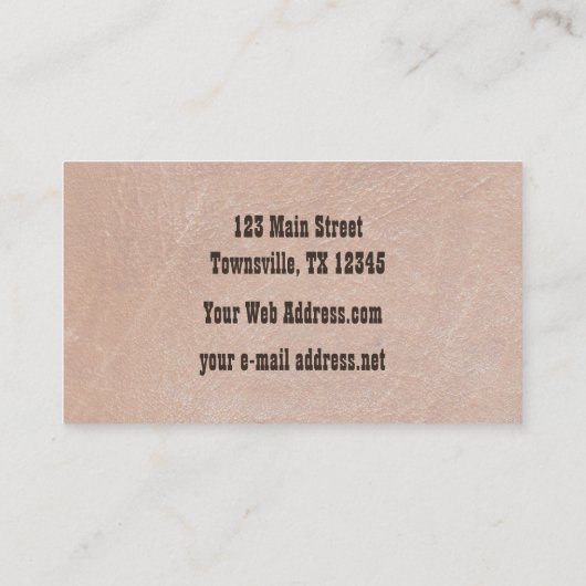 素朴な西部の用具を使われた革 名刺 (裏面)