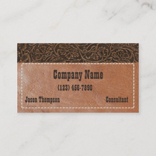 素朴な西部の用具を使われた革 名刺 (正面)