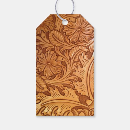 素朴な西部の田舎のカウボーイ工具革 ギフトタグ (正面)