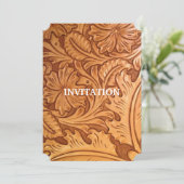 素朴な西部の田舎のカウボーイ工具革 招待状 (スタンド正面)