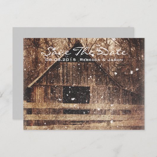 素朴な西部の田舎の冬の結婚納屋 案内ポストカード (正面/裏面)